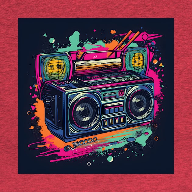 Ghetto Blaster Boom Box 80s Hip-Hop Stereo by Grassroots Green